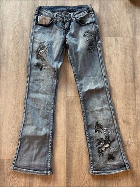 Cowgirl Tuff Embroidered Flare Jeans with Western jeans
